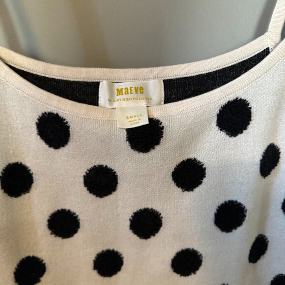 Anthropologie Maeve Black/White Knit Polka Dot Tank (Small) - Picture 3 of 6
